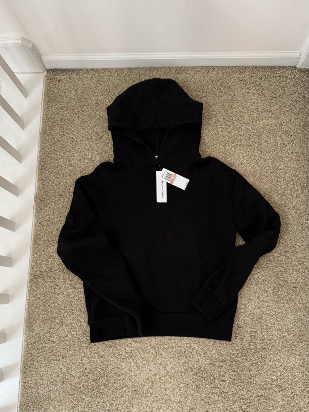 NWT PerfectWhiteTee Heart Fleece Pullover Hoodie True Black Size S - Picture 2 of 3